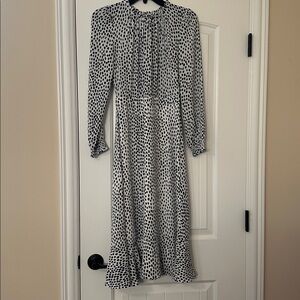 J. Crew Black and White Dots Long Sleeve Dress